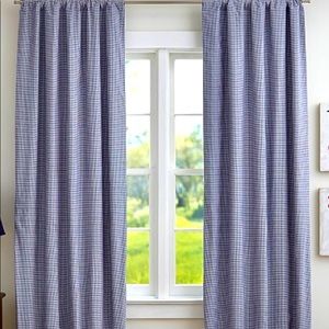 Pottery Barn Kids navy gingham panel curtains
